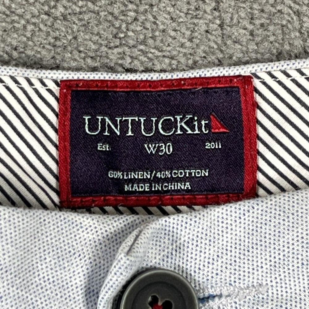 UNTUCKit Shorts Mens 30 Blue St. Julien Linen Blend Chino 9 Inseam Casual Summer - Picture 3 of 9